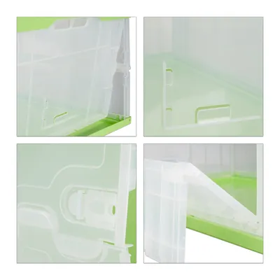 Produktbild von Relaxdays Profi Transportbox, stabil, Gewerbe, hochwertiger Kunststoff, Qualität, 60L, HBT 31,5 x 59,5 x 39,5 cm, grün