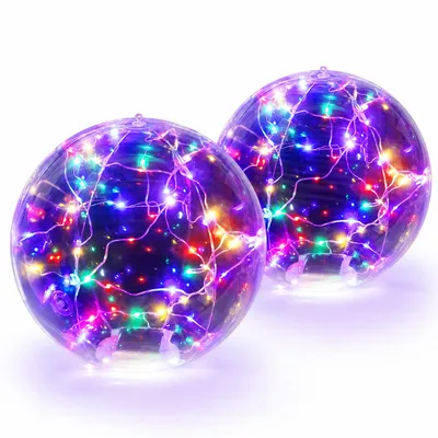 Produktbild von Solarbetriebene aufblasbare Schwimmkugeln Pool Licht 2er Set LED RGB dekorative Garten Poolbeleuchtung wasserdicht Party Atmosphäre
