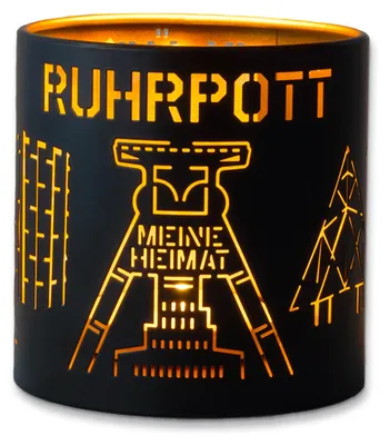 Windlicht Ruhrpott, schwarz, Metall, 10x10x10 cm, für Teelichter