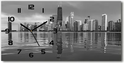 Produktbild von Wanduhr aus Glas – 60x30 cm - Glasbild - Glasuhr - Gehärtetes Glas - schwarze-zeiger - Chicago