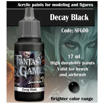 Produktbild von Acrylfarbe Decay Black 17ml hochpigmentiert matt für Pinsel & Airbrush
