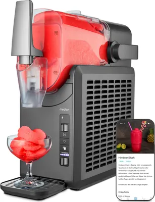 Produktbild von MEDION Slush Maschine (2,6 Liter Slush-Eis Kapazität, 1,9 Liter Fassungsvermögen, Slush Ice Maker für Getränke, 5 Getränkemodi, 30-60 Minuten Zubereitungszeit, Kompressor, Slush Eis Maschine, MD12090)