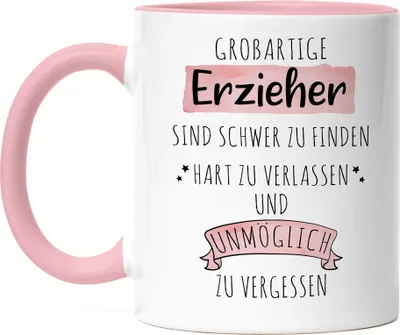 Produktbild von Großartige Erzieher Sind Schwer Zu Finden Tasse Rosa Dankeschön Geschenk Hart Zu Vergessen