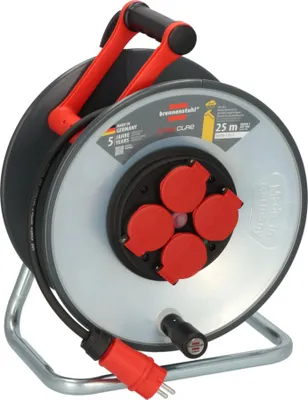 Produktbild von Brennenstuhl 9191250110, Schwarz, Rot, Kunststoff, 4 AC-Ausgänge, Type E/F, Gerade, 25 m