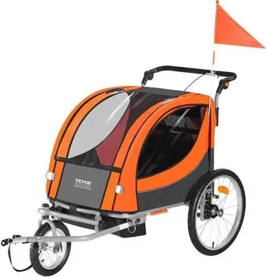 Produktbild von Famanu Fahrradanhänger für Kinder - Doppel-Sitz, faltbar, 100 lbs Tragfähigkeit