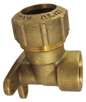 Immagine prodotto di Raccordo PE Ottone con Staffa a Muro 90°