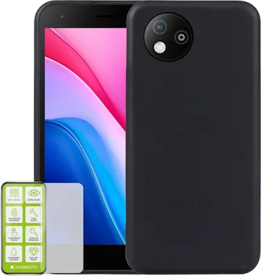 Produktbild von Für ZTE Blade A35 Lite Silikon TPU Schutz Handy Hülle Schwarz + H9 Hart Glas Folie