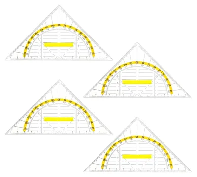 Obrázek produktu pro Geometrický trojúhelník s rukojetí, sada 4 kusů, plastový geometrický trojúhelník, 16 cm