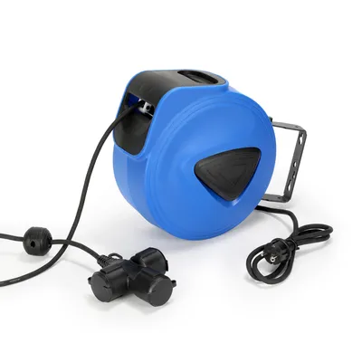 Produktbild von Clanmacy Automatische Kabeltrommel 20m + 1.5m Kabelaufroller 180°Schwenkbar Einzelne Löcher Überhitzungsschutz Schutzkontaktstecker