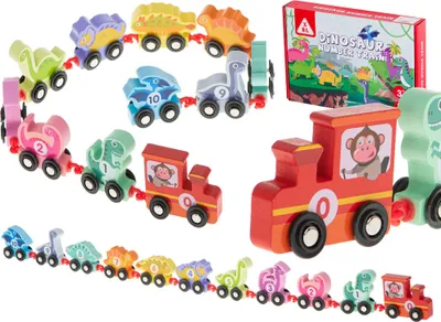 Produktbild von Montessori dřevěný vlak s dinosaury