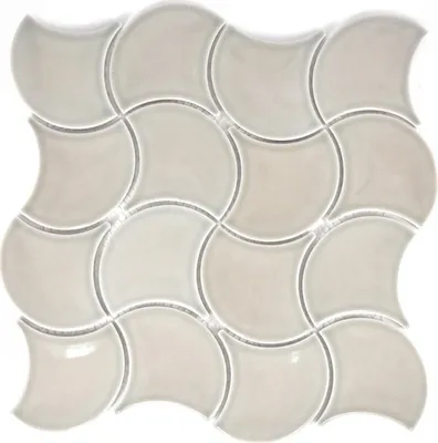 Produktbild von Mosaik Fliese Keramik grau Fächer steingrau glänzend Wandfliesen Badfliese Welle MOS13-FSW02_f | 10 Mosaikmatten