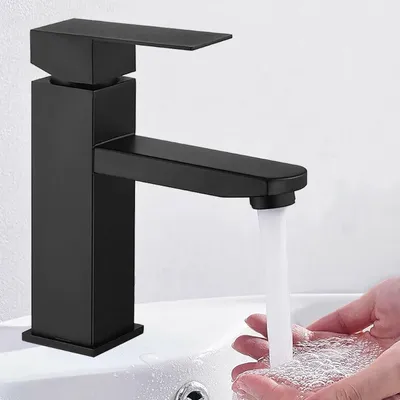 Produktbild von Schwarze Waschtischarmatur - langlebiger Edelstahl - modernes Design