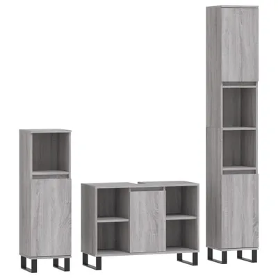 Produktbild von 3-tlg. Badmöbel-Set Grau Sonoma Holzwerkstoff