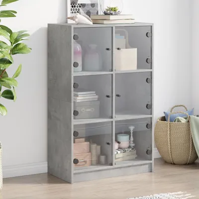 Obrázek produktu pro vidaXL Vysoká deska s dvířky betonově šedá 68x37x109 cm materiál na bázi dřeva