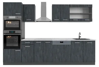 Produktbild von Küchenzeile Vicco R-Line Schwarz Beton 300 cm AP Marmor, Model 47421