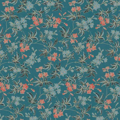 Produktbild von Profhome 390634-GU Blumen Tapete Floral matt blau petrol orange schwarz 5,33 m2
