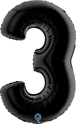 Zdjęcie produktu dla Balon Foliowy Cyfra 3, Czarna, 102cm Grabo