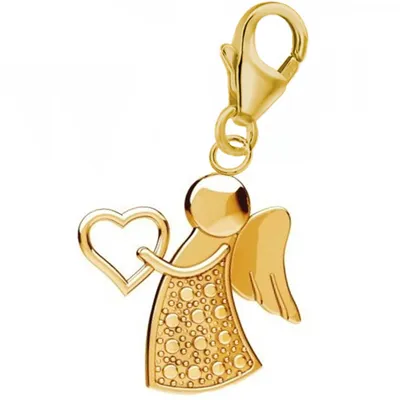 Engel Charm Anhänger mit Herz I Echtschmuck für Armband