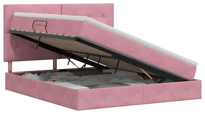Image de vidaXL Lit de rangement avec matelas rose 180 x 200 cm velours