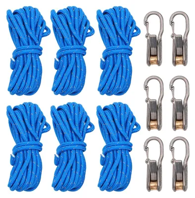 Touwaanspanner-Set 6-tlg., Nylonseil 300 cm, Rollspanner