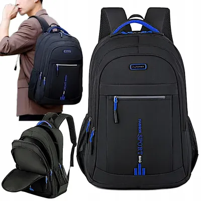 Zdjęcie produktu dla Plecak Miejski Damski - 35 L - Czarno-Niebieski - Wodoodporny - Na Laptopa