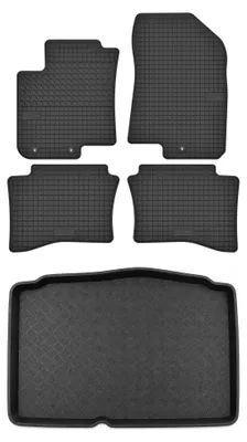 Productafbeelding van Rubberen automatten + kofferbakmat voor Hyundai i20 II 2014-2020 (hatchback) – 5-delig, zwart, op maat – Wielganizator