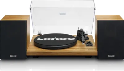 Produktbild von Lenco LS-500OK - Bluetooth® Plattenspieler mit zwei externen Lautsprechern und 2 x 30 Watt RMS - Holz
