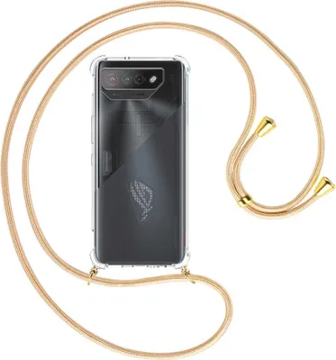 Produktbild von Handykette Backcover-Schutzhülle mit Band (Metall goldfarben) für Asus ROG Phone 7 (6.78'') - Goldkordel