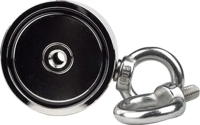 Produktbild von 150 kg doppelseitiger Neodym-Magnet N52 mit Ösen, Angelschnur und Handschuhen - 6 x 27 cm - 25 m - Magnetset für Forschung und Angeln