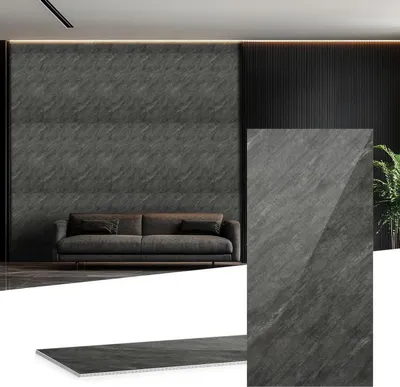 Zdjęcie produktu dla Panele ścienne ISOISL, 120x60 cm, kompozyt kamienny w kolorze szarym – zestaw 20 sztuk, wodoodporne