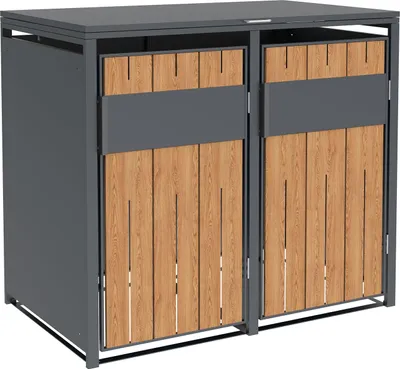 Produktbild von Westmann Varius 2 Metall Mülltonnenbox 2er 2x240 L Holzoptik