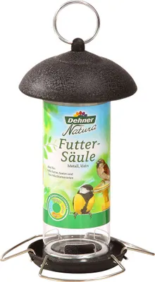 Produktbild von Dehner Natura Premium Wildvogel Futtersäule klein, Futterstation für Wildvögel, Futterstelle wetterfest / hängend, ca. 21 x 10.5 x 10.5 cm, Metall, schwarz