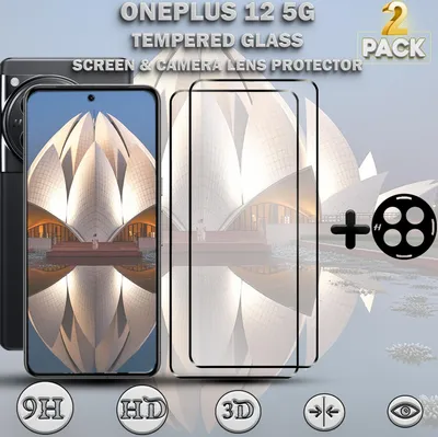 Obrázek produktu pro 2-balení OnePlus 12 5G Ochranné sklo na displej & 1-balení ochrana objektivu - Tvrzené sklo 9H - Super kvalita 3D
