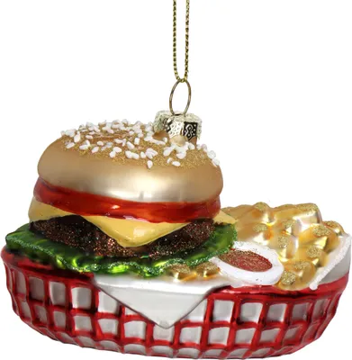 Produktbild von Christbaumschmuck 10cm Glas Hamburger Fast Food Figur