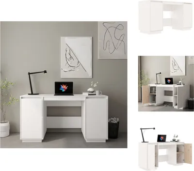 Obrázok produktu pre vidaXL Písací stôl biely 140x50x75 cm z masívneho borovicového dreva - Písacie stoly