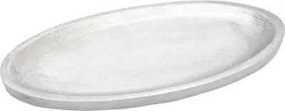 Produktbild von Kerzenteller Oval 16x7cm Aluminium Silber Teller Matt Untertasse Tischdekoration