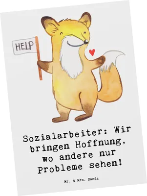 Produktbild von Mr. & Mrs. Panda Ansichtskarte Sozialarbeiterin Hoffnungsträger - Weiß - Geschenk, Berufsliebe, Beratung, Ansichtskarten, Postkarten, Unterstützung, bildkarte, Hingabe