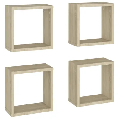 Image de Étagères cube murales 4 pcs Chêne sonoma 30x15x30 cm