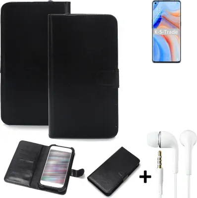 Produktbild von K-S-Trade Wallet Case Handyhülle kompatibel mit Oppo K7x Schutzhülle Flip cover Flipstyle Tasche Hülle Flipcover Slim Bumper schwarz + in ear