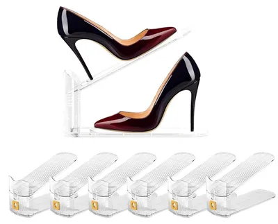 Produktbild von Schuhregal Stapelbar 6 Stück Kunststoff Transparent Platzsparend Verstellbar Rutschfest
