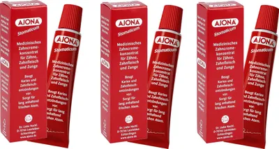 Produktbild von Ajona Medizinisches Zahncreme Zähne Zahnfleisch und Zunge 25ml 3er Pack
