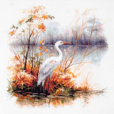 Zdjęcie produktu dla Zestaw do haftu krzyżykowego Magic Needle "Czapla biała", wzór liczony, 26x26cm