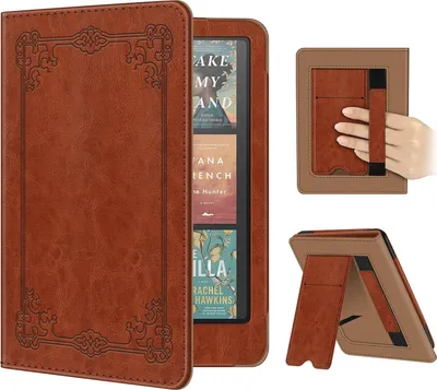 Produktbild von Fintie Hülle für 7" Kindle Paperwhite(12. Generation) - 2024 und Kindle Colorsoft Signature Edition (1. Generation), Kickstand Schutzhülle mit Handschlaufe und Auto Sleep/Wake Funktion, Vintage Braun