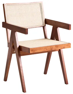 Produktbild von BELIANI Stuhl Braun u. Naturfarben Rattangeflecht Mahagoni Holz Wiener Geflecht Modernes Design Esszimmerstuhl Akzentstuhl