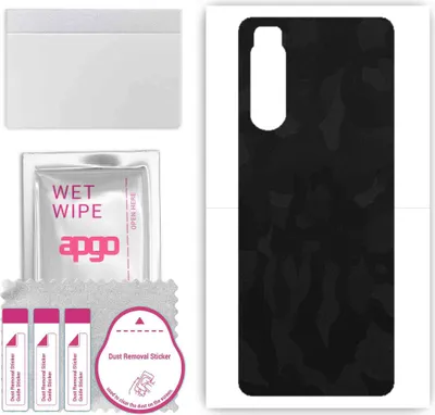 Produktbild von apgo Rückseite Schutzfolie, Skin, kompatibel mit Sony Xperia 5 II, Hinten Displayschutzfolie aus Vinylfolie, kratzfest, einfache Montage - Schwarzes Tarnmuster
