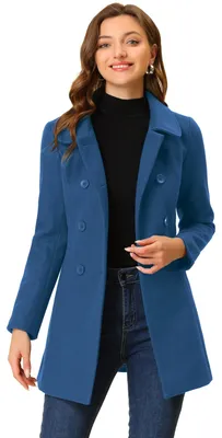 Productafbeelding van Allegra K dames trenchcoat met Peter Pan kraag, dubbelrijig, lang, geschikt voor de winter