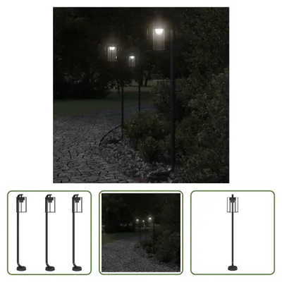 Immagine prodotto di The Living Store Luci da sentiero 3 pezzi nero 100 cm acciaio inox