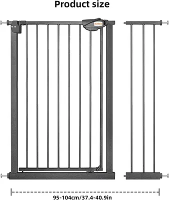 Immagine prodotto di Barriera di sicurezza per bambini - Barriera per scale e porte - Altezza 100 cm - Per larghezze 76-84 cm - Chiusura automatica - Triplo blocco - Ferro - Nero