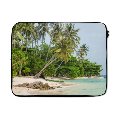 Produktbild von MuchoWow® Laptop Hülle 17 Zoll Laptoptasche Palmen - Strand - Sommer - Tropisch - Zipper - Schutzabdeckung
