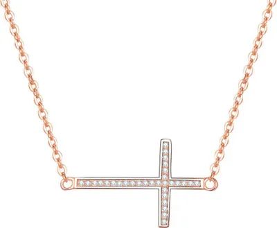 Produktbild von Pink gold plated silver necklace with cross AGS196 / 47-ROSE